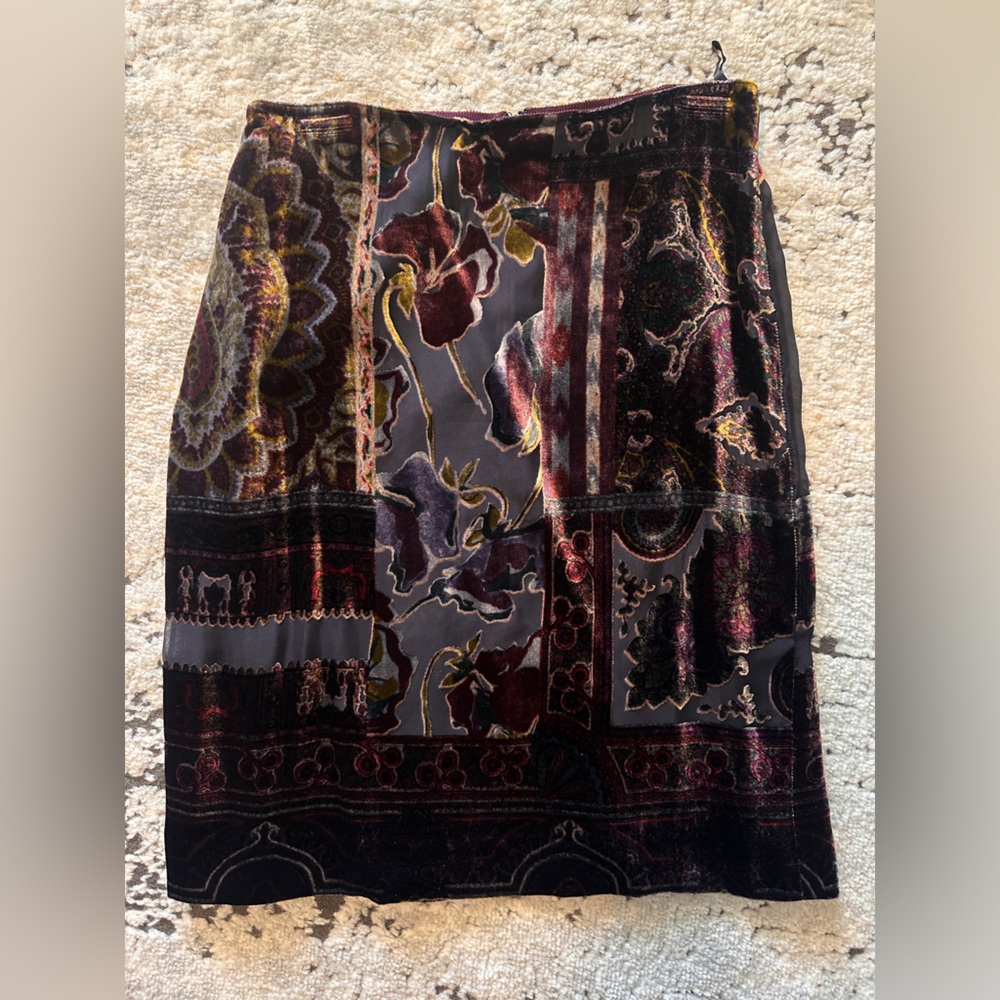 Etro Multicolor Velvet Pencil Skirt